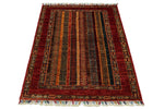 3x4 Multicolor and Red Turkish Tribal Rug