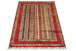 3x4 Multicolor and Red Turkish Tribal Rug