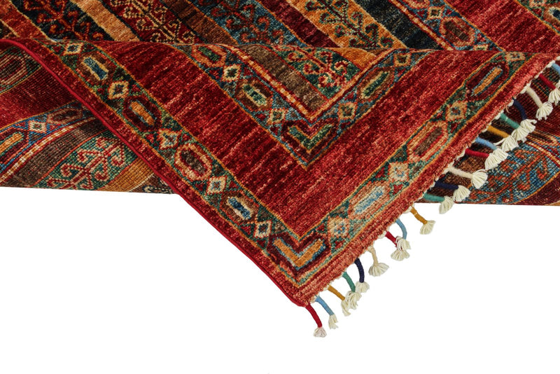 3x4 Multicolor and Red Turkish Tribal Rug