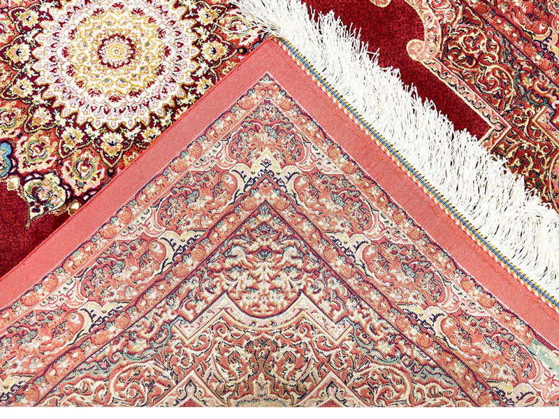 3x4 Red and Multicolor Turkish Silk Rug