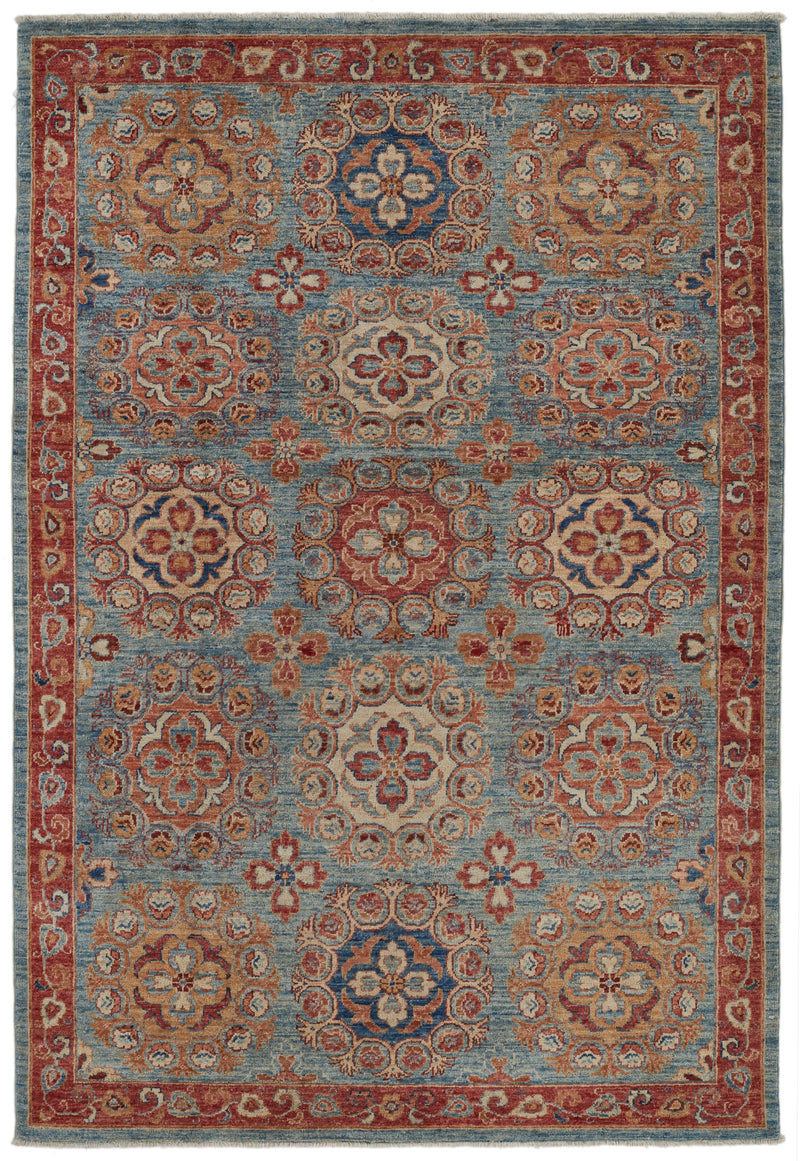 5x7 Blue and Red Persian Rug
