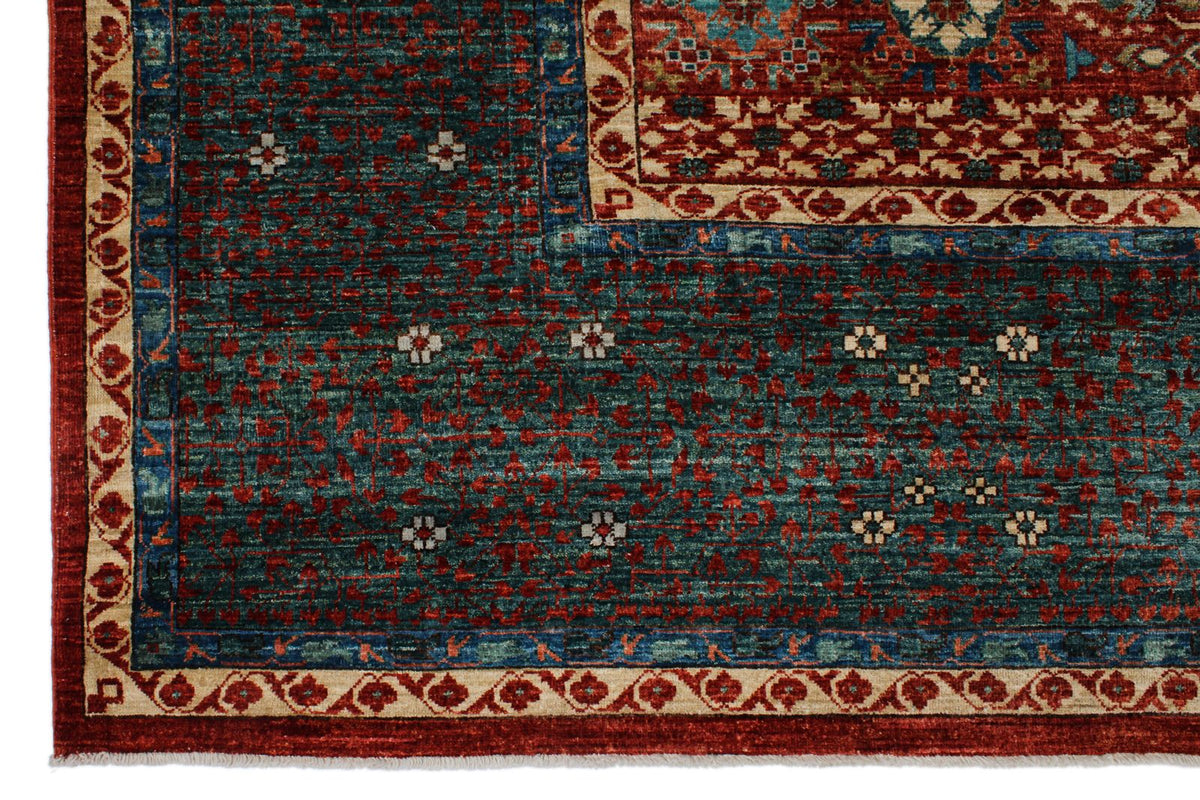 12x17 Red and Green Turkish Tribal Rug