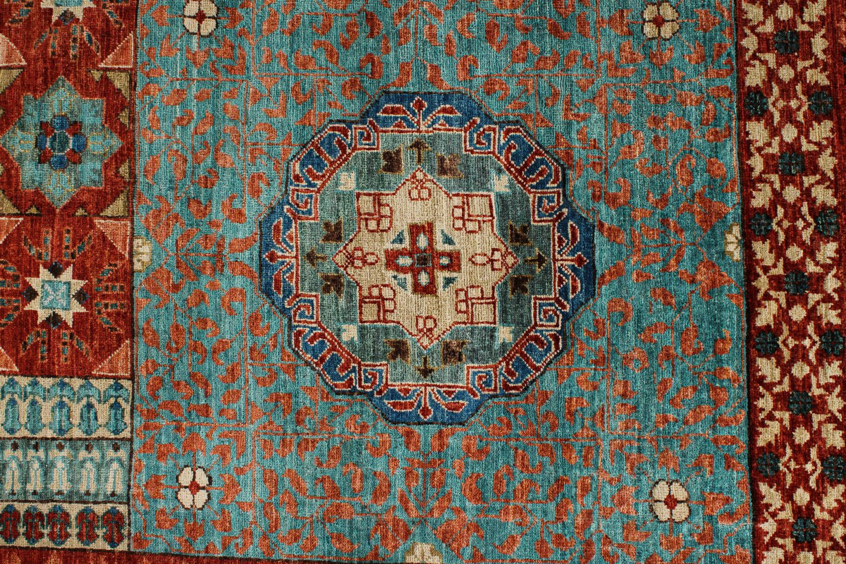 12x17 Red and Green Turkish Tribal Rug