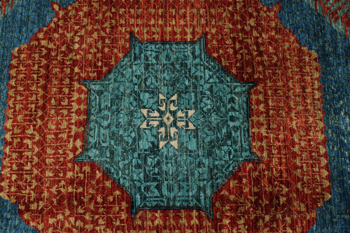 12x17 Red and Green Turkish Tribal Rug