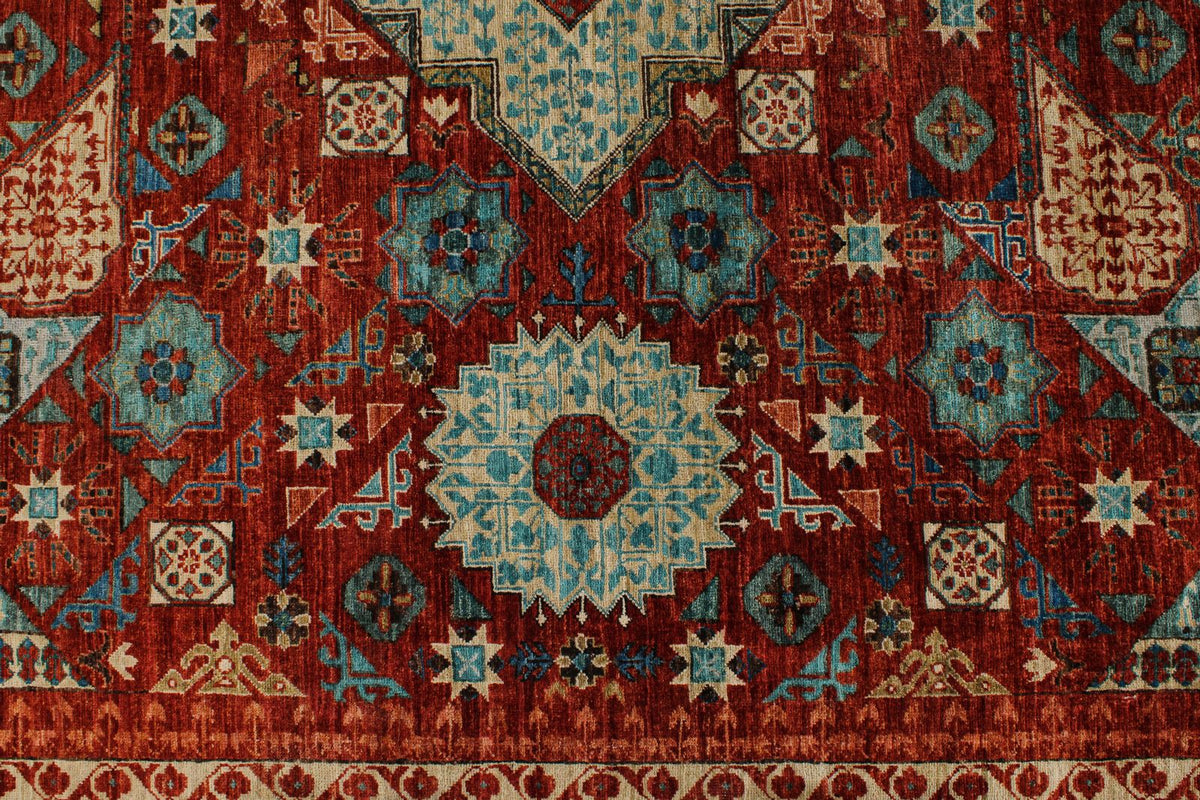 12x17 Red and Green Turkish Tribal Rug