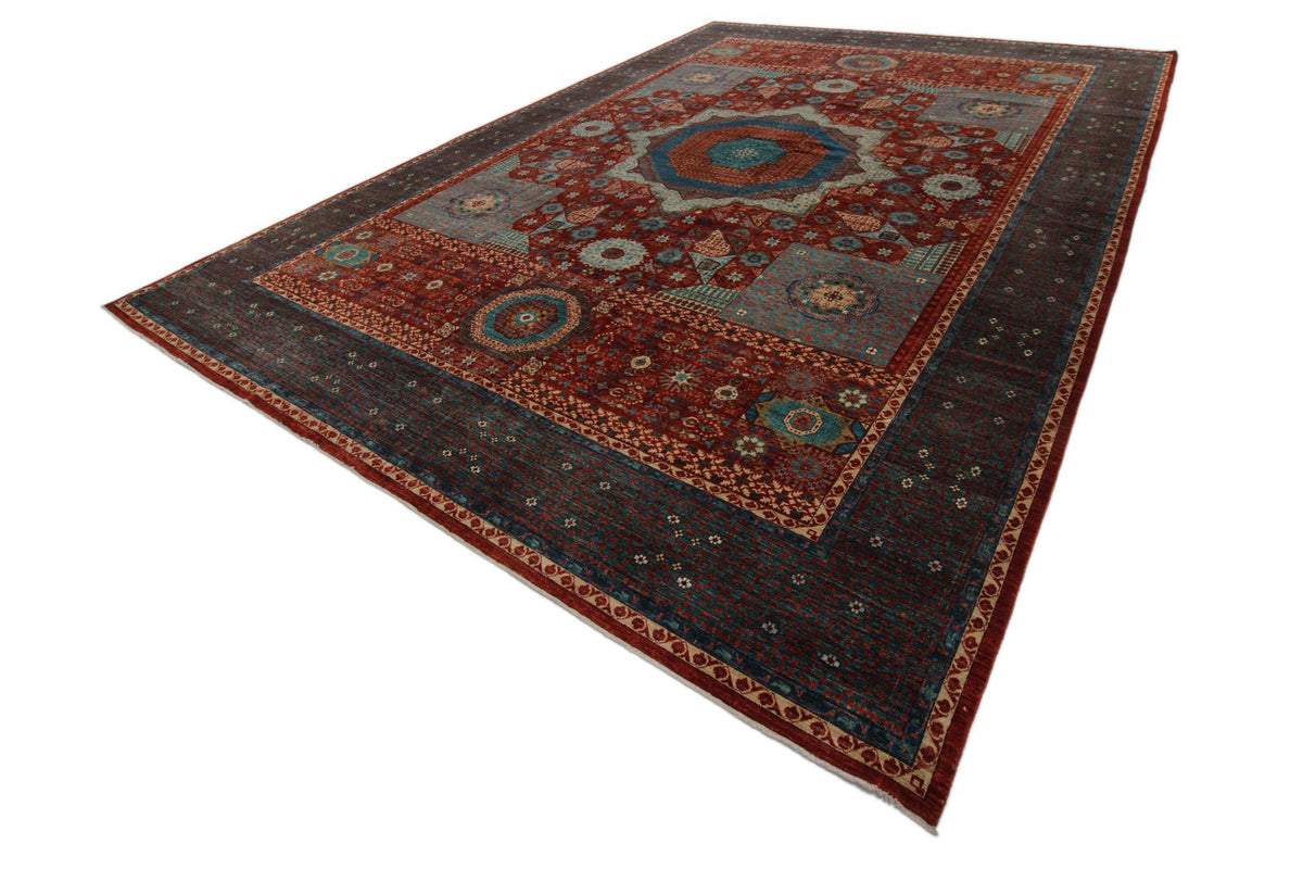 12x17 Red and Green Turkish Tribal Rug