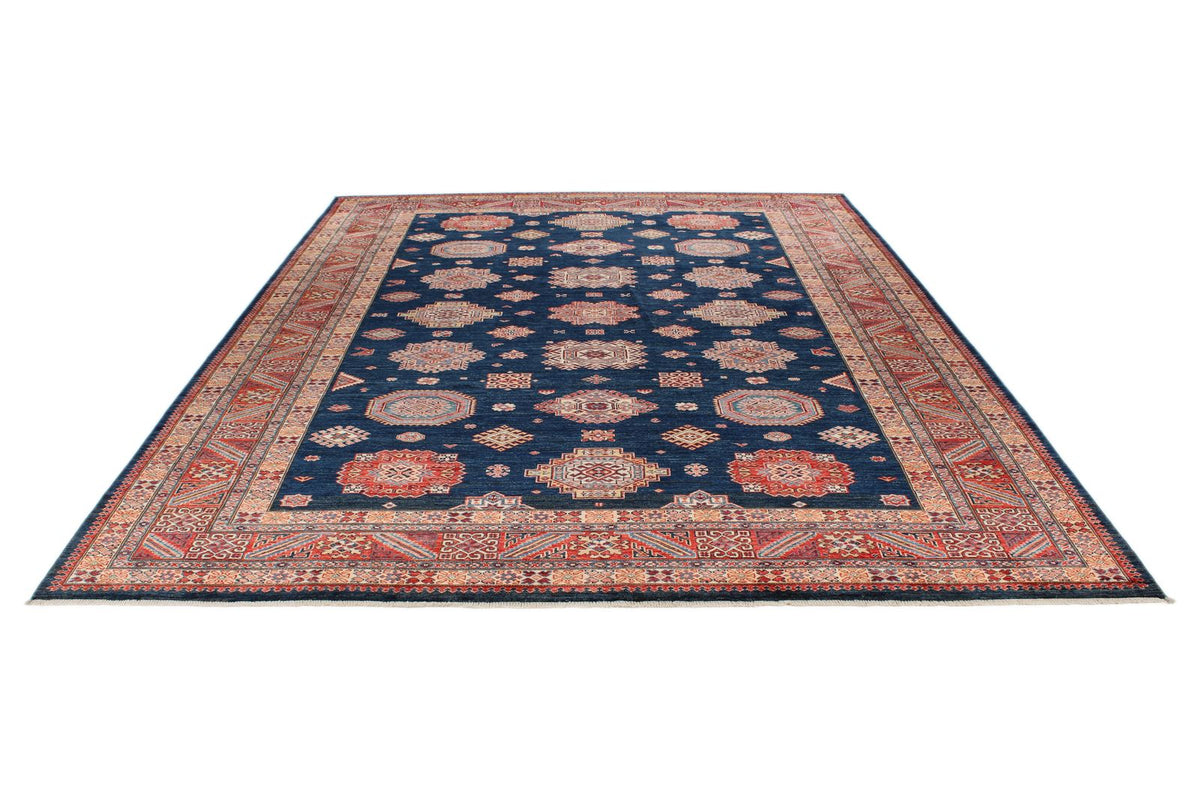9x12 Navy and Red Kazak Tribal Rug