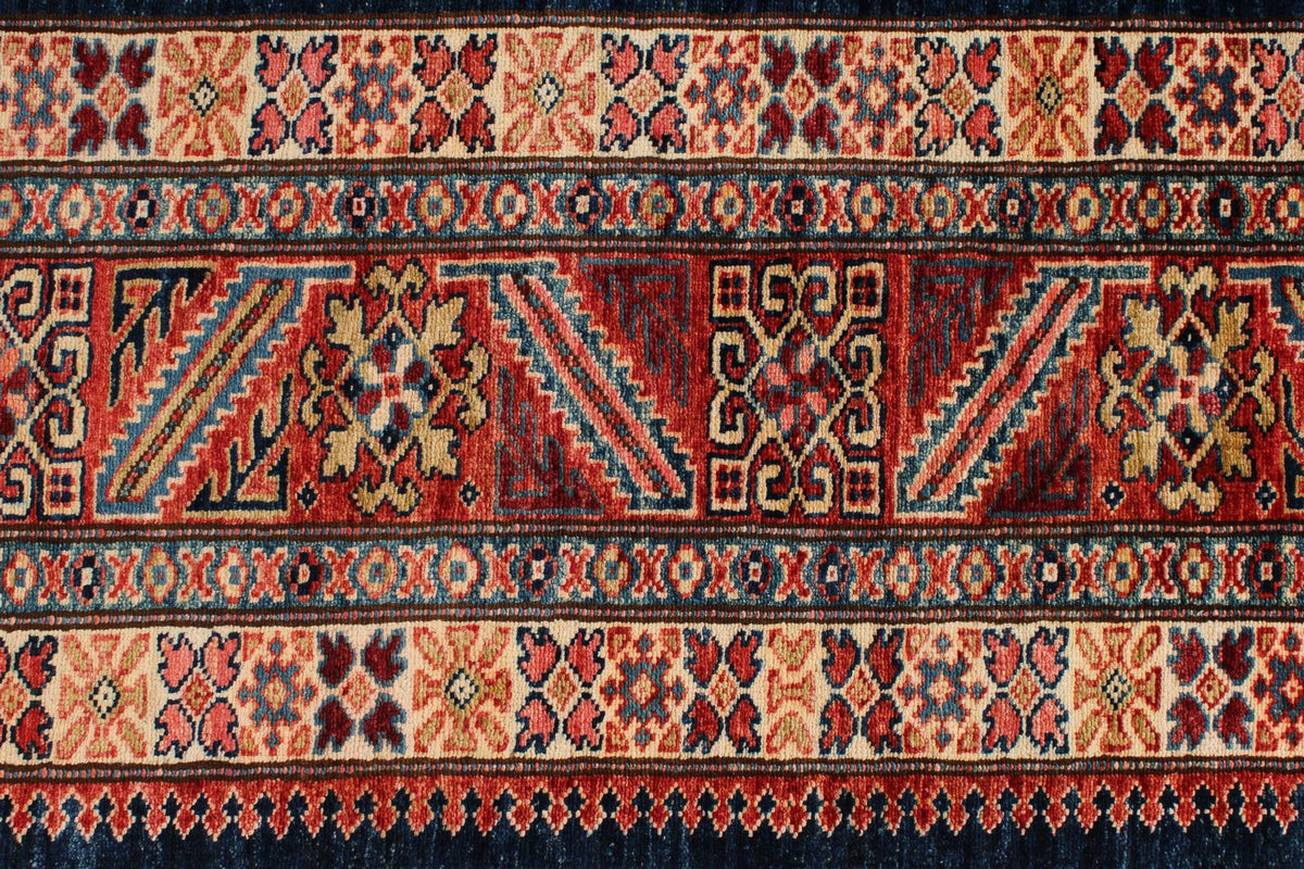 9x12 Navy and Red Kazak Tribal Rug
