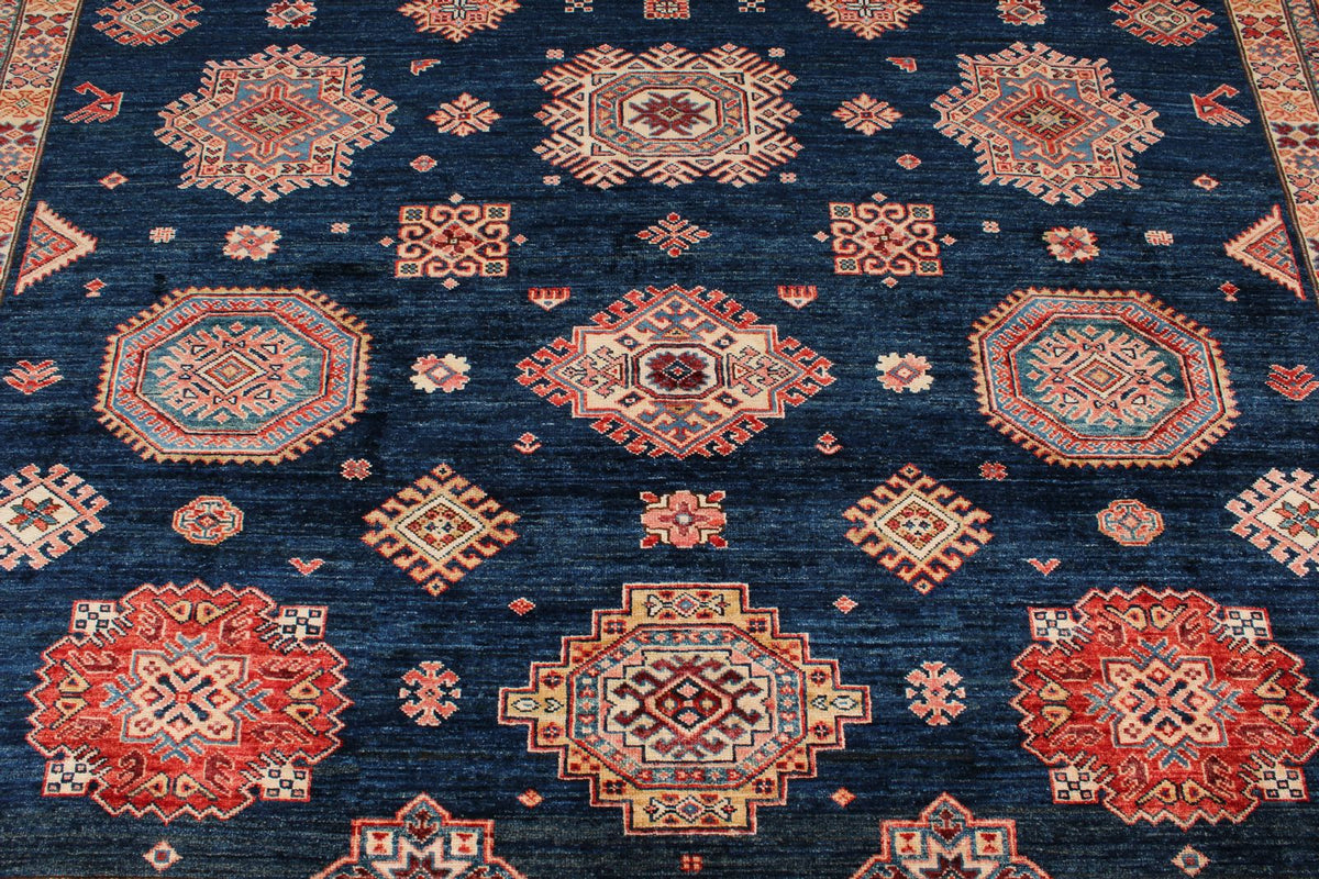 9x12 Navy and Red Kazak Tribal Rug