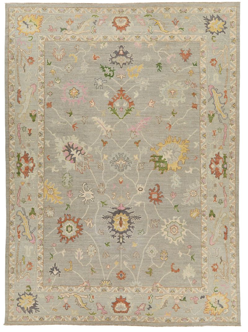 10x14 Gray and Light Gray Turkish Oushak Rug