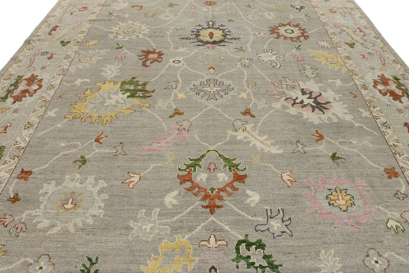 10x14 Gray and Light Gray Turkish Oushak Rug