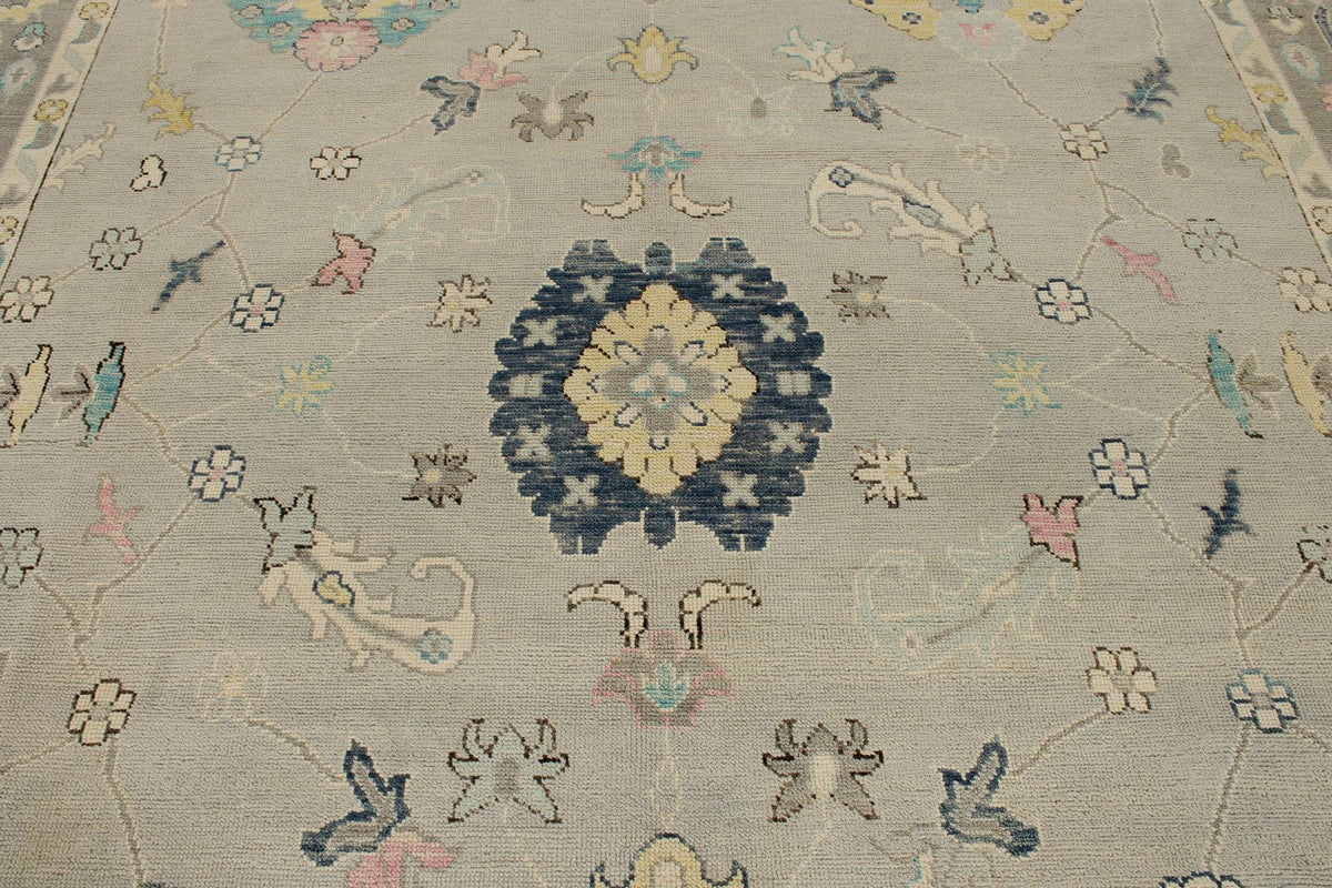 10x14 Gray and Gray Turkish Oushak Rug