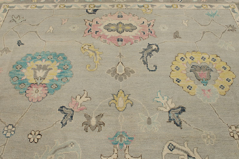 10x14 Gray and Gray Turkish Oushak Rug