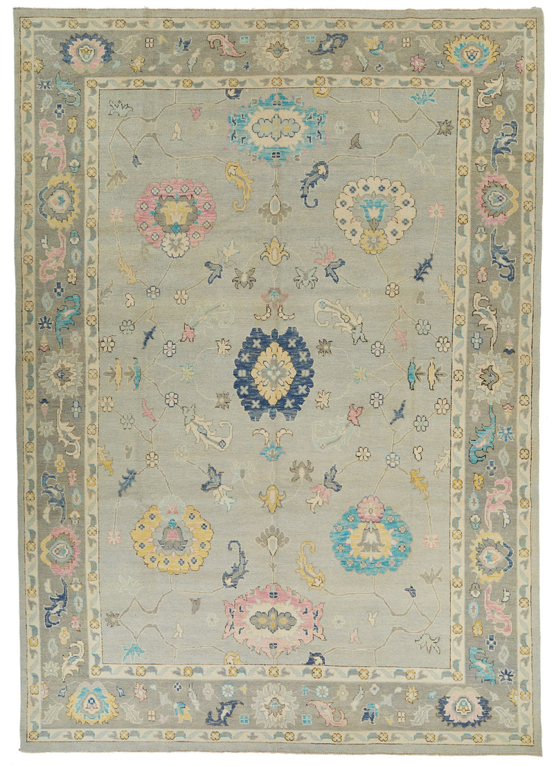 10x14 Gray and Gray Turkish Oushak Rug