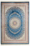 7x10 Blue and Ivory Turkish Antep Rug