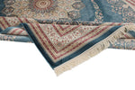 7x10 Blue and Ivory Turkish Antep Rug