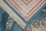 7x10 Blue and Ivory Turkish Antep Rug