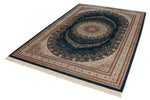 7x10 Blue and Ivory Turkish Antep Rug