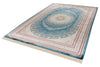 7x10 Blue and Ivory Turkish Antep Rug