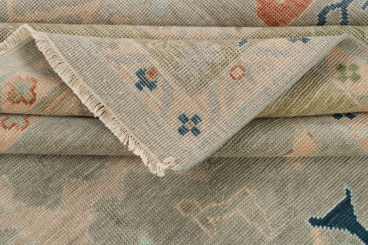 9x12 Gray and Multicolor Turkish Oushak Rug