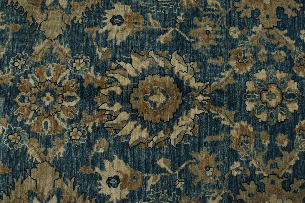 8x10 Light Blue and Ivory Turkish Oushak Rug