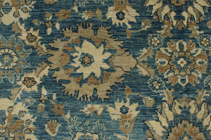 8x10 Light Blue and Ivory Turkish Oushak Rug