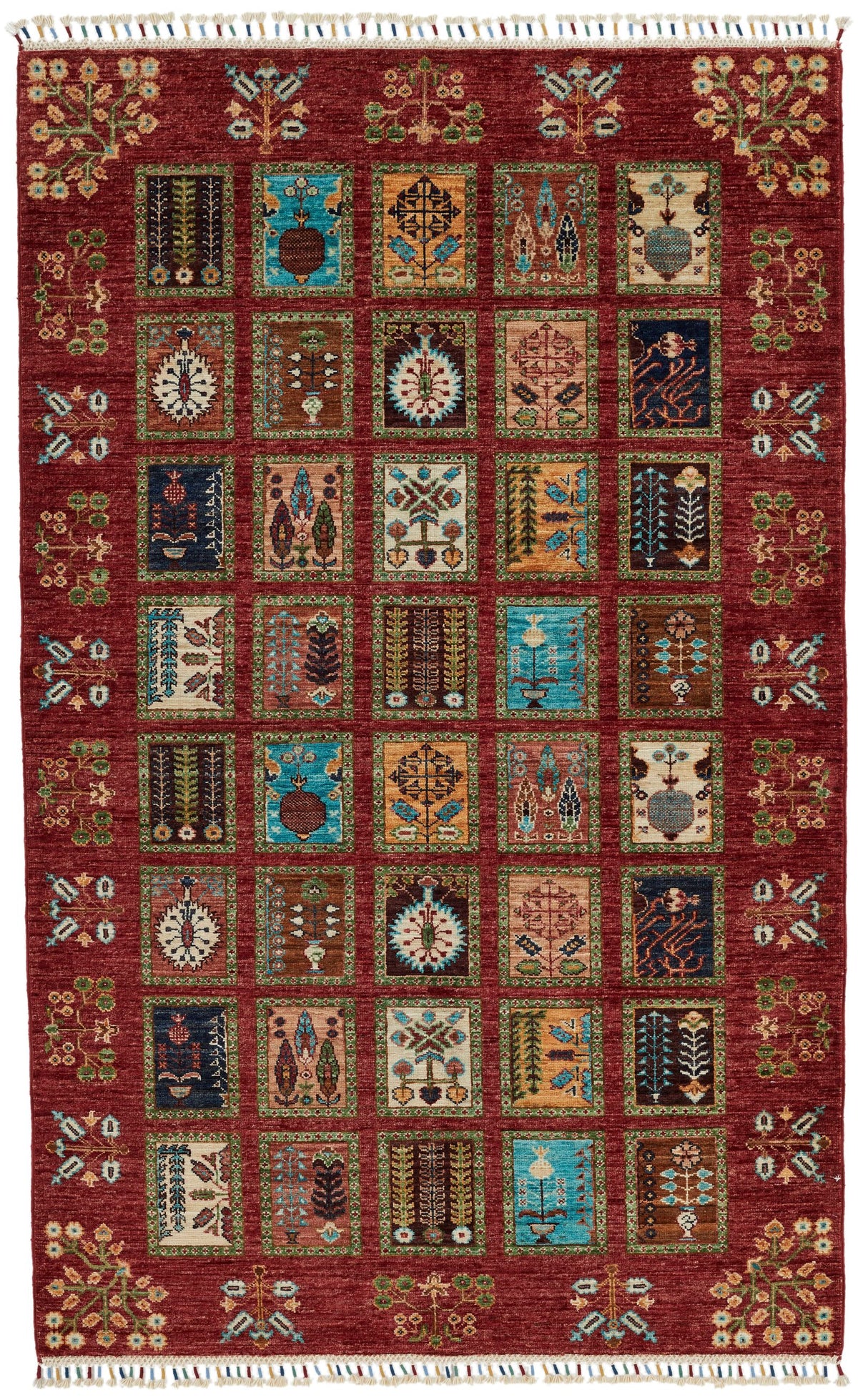 4x7 Red and Multicolor Tribal Rug