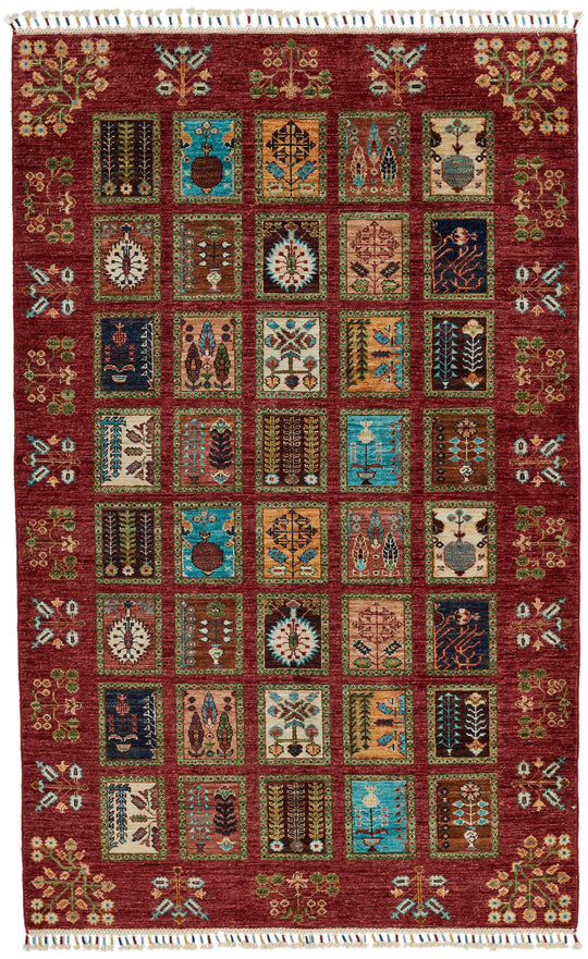 4x7 Red and Multicolor Tribal Rug