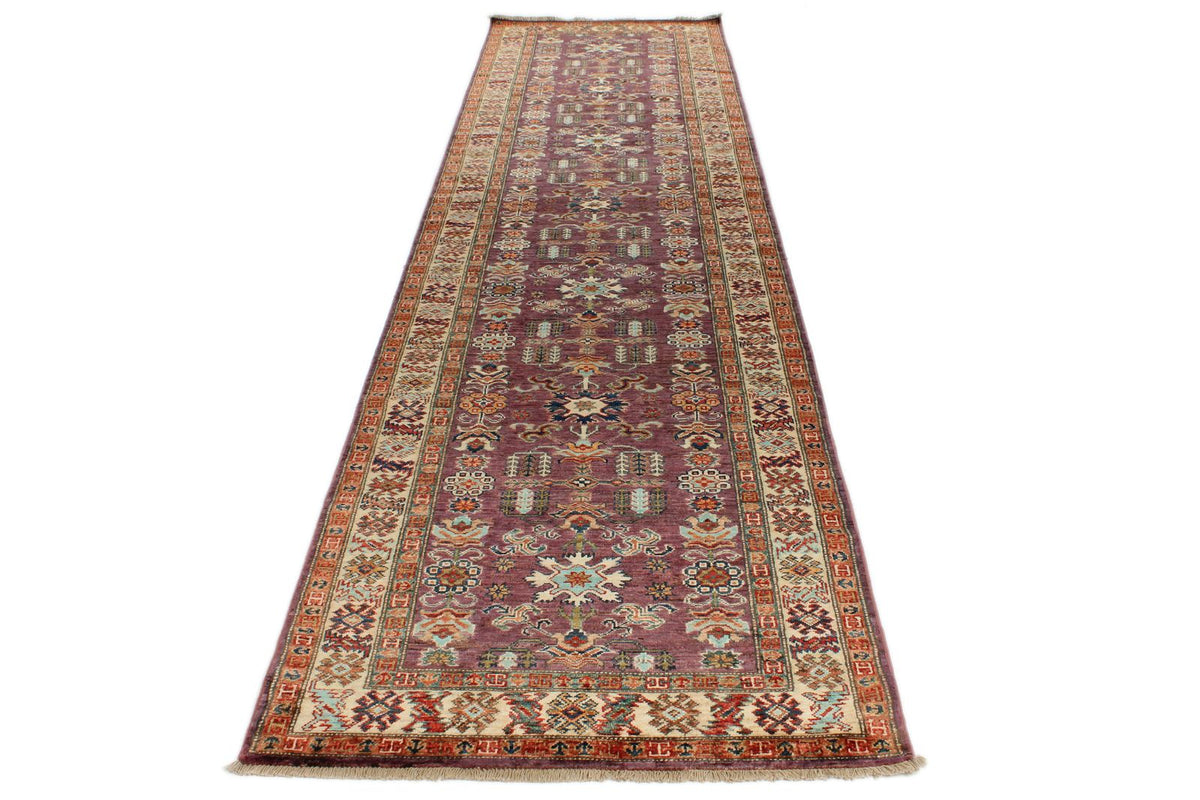 3x13 Purple and Ivory Kazak Tribal Runner