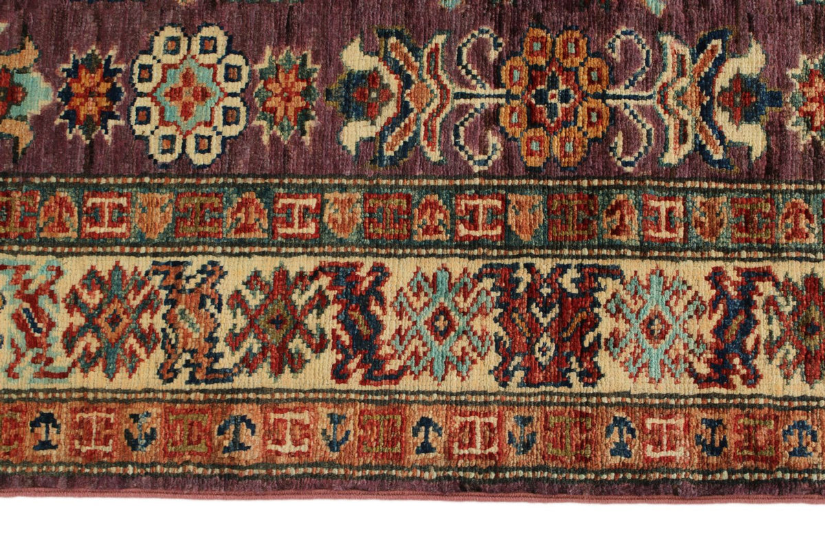 3x13 Purple and Ivory Kazak Tribal Runner