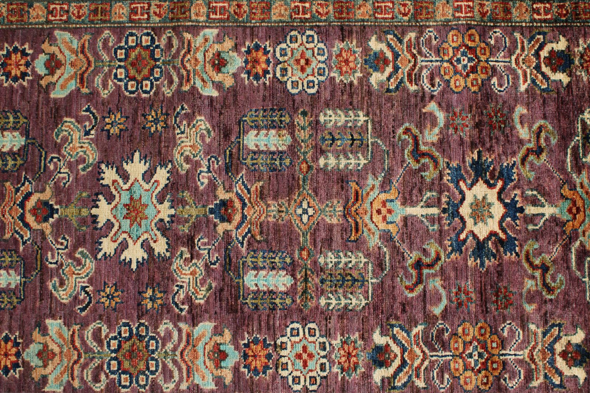 3x13 Purple and Ivory Kazak Tribal Runner