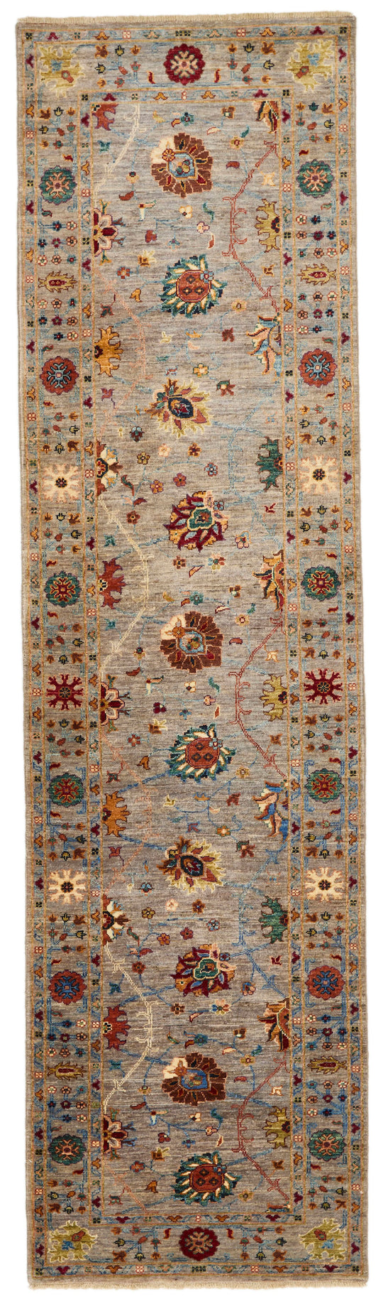 3x10 Gray and Multicolor Turkish Tribal Runner