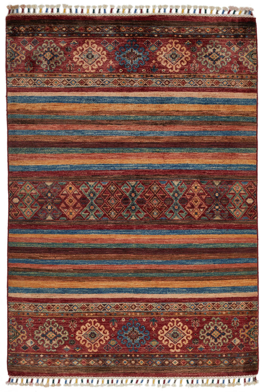 4x6 Red and Multicolor Tribal Rug
