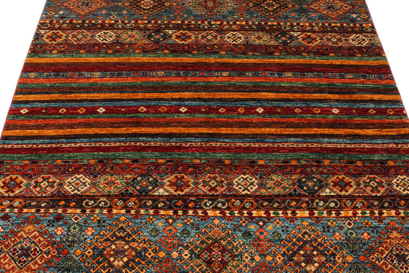 5x7 Red and Multicolor Tribal Rug