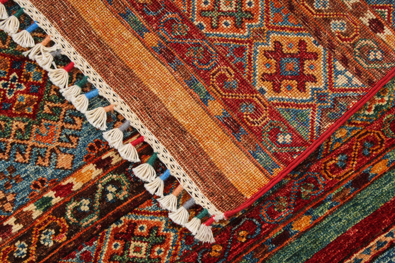 5x7 Red and Multicolor Tribal Rug
