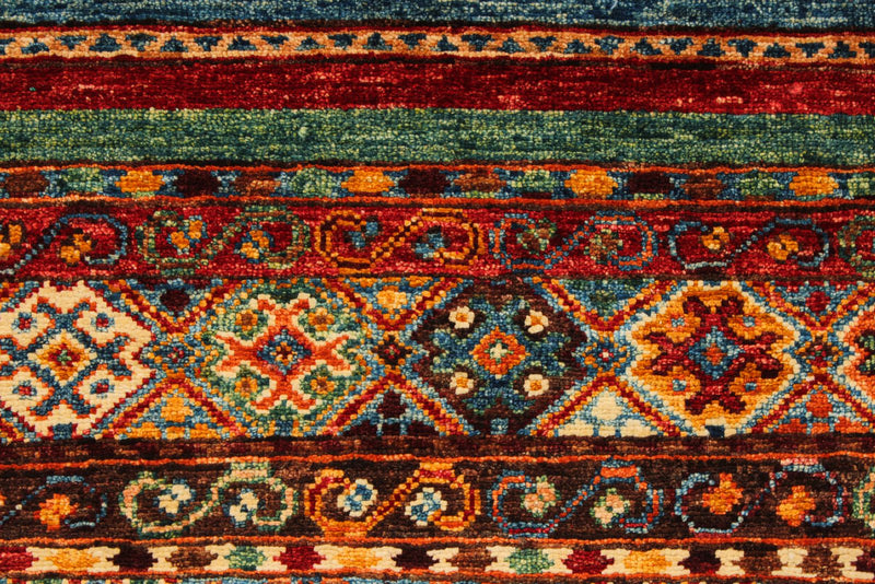 5x7 Red and Multicolor Tribal Rug