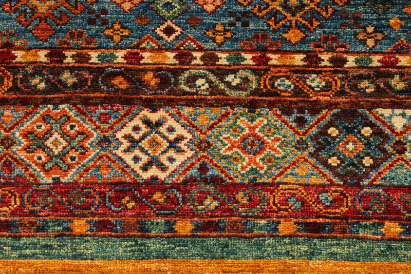 5x7 Red and Multicolor Tribal Rug
