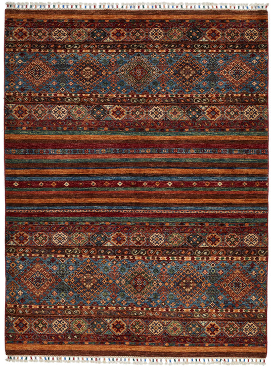 5x7 Red and Multicolor Tribal Rug