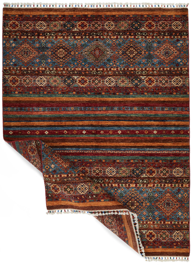 5x7 Red and Multicolor Tribal Rug