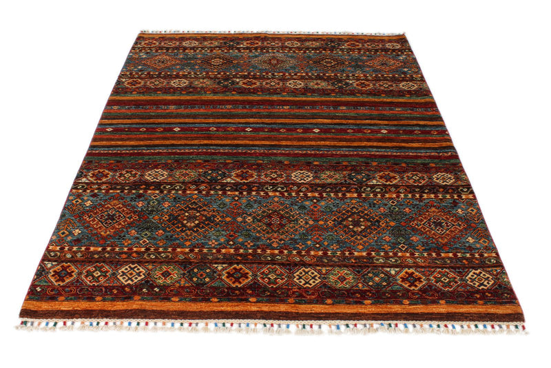 5x7 Red and Multicolor Tribal Rug