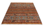 5x7 Red and Multicolor Tribal Rug