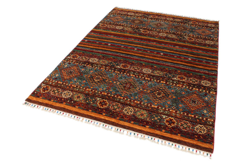 5x7 Red and Multicolor Tribal Rug