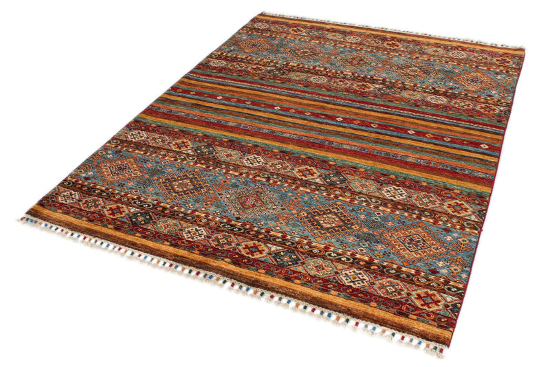 5x7 Red and Multicolor Tribal Rug