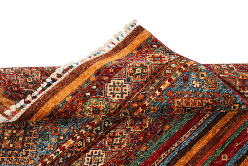 5x7 Red and Multicolor Tribal Rug
