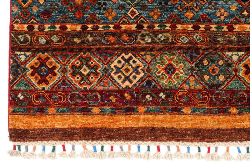 5x7 Red and Multicolor Tribal Rug