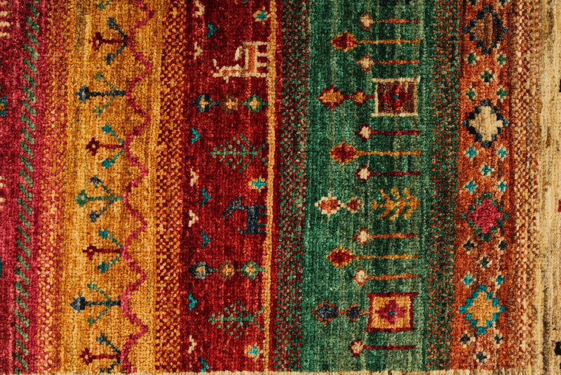 5x6 Red and Multicolor Tribal Rug