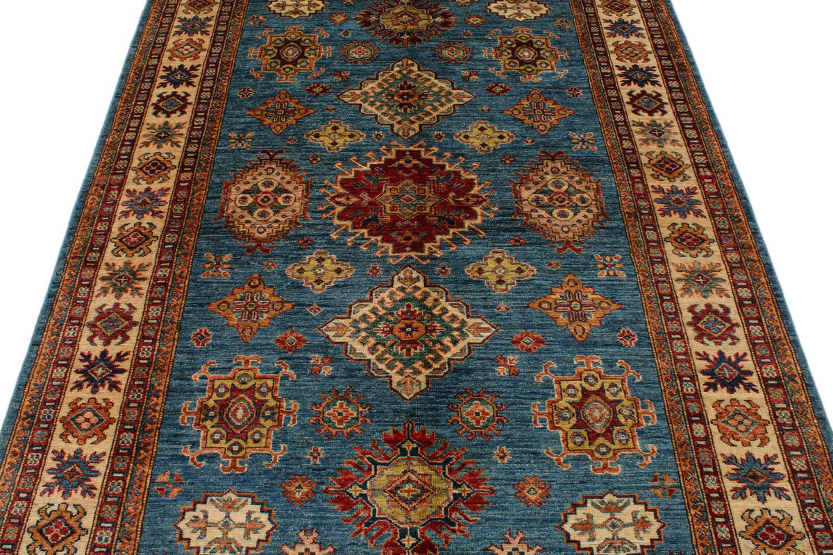 5x7 Red and Ivory Kazak Tribal Rug