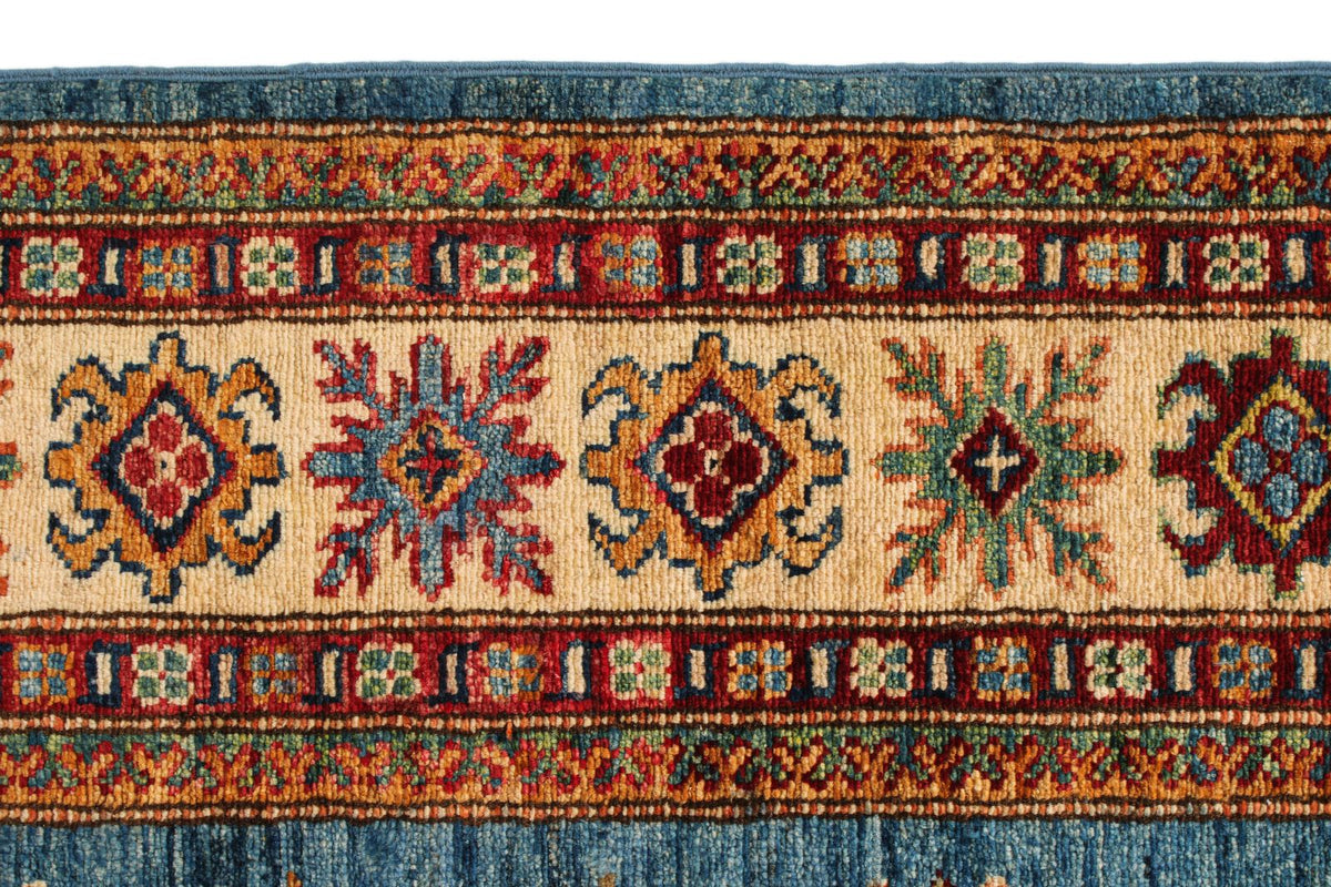 5x7 Red and Ivory Kazak Tribal Rug