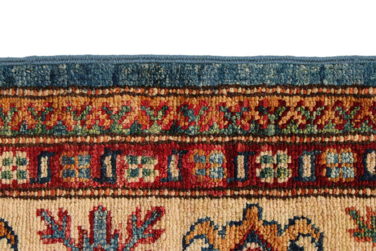 5x7 Red and Ivory Kazak Tribal Rug