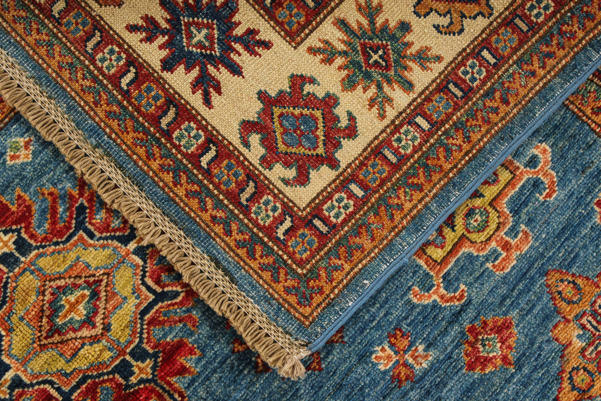 5x7 Red and Ivory Kazak Tribal Rug